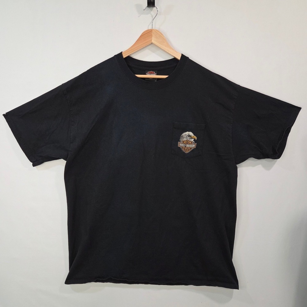 Harley‎ Davidson Mens Black 100% Cotton T Shirt 2XL Bergen New Jersey Biker 2014